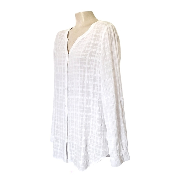 Talbots White Cotton Lightweight Button Down Blouse Top Minimalist Large - Picture 5 of 5